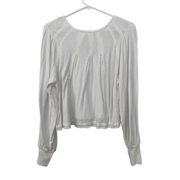 Free People Billie Long Sleeve Tee Womens Small Long Sleeve White Cotton Blend - Picture 4 of 11